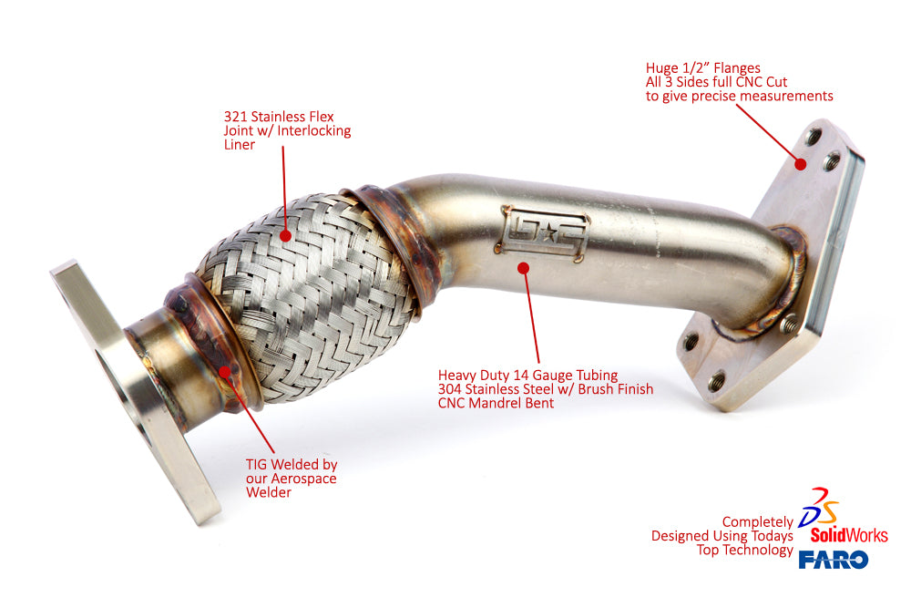 GrimmSpeed Up Pipe 3-Bolt Inlet Black Ceramic Coating Subaru 02-21 Turbo EJ Engines equipped w/3-Bolt Header