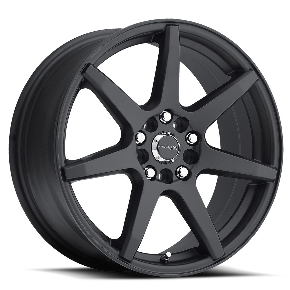 Raceline Aluminum Wheels 16x7 Evo 131B Satin Black 7 Spoke 20 Offset 5 on 108/5 on 114.3 Bolt Pattern 72.62 Bore