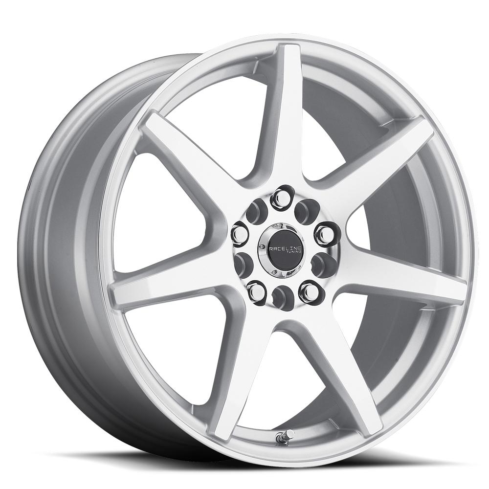 Raceline Aluminum Wheels 15x7 Evo 131S Silver 7 Spoke 40 Offset 4 on 100/4 on 108 Bolt Pattern 72.62 Bore