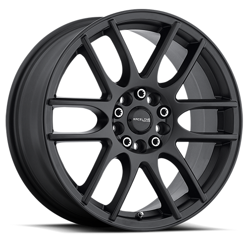 Raceline Aluminum Wheels 18x7.5 Mystique 141B Satin Black 42 Offset 5 on 114.3/5 on 127 Bolt Pattern 72.62 Bore