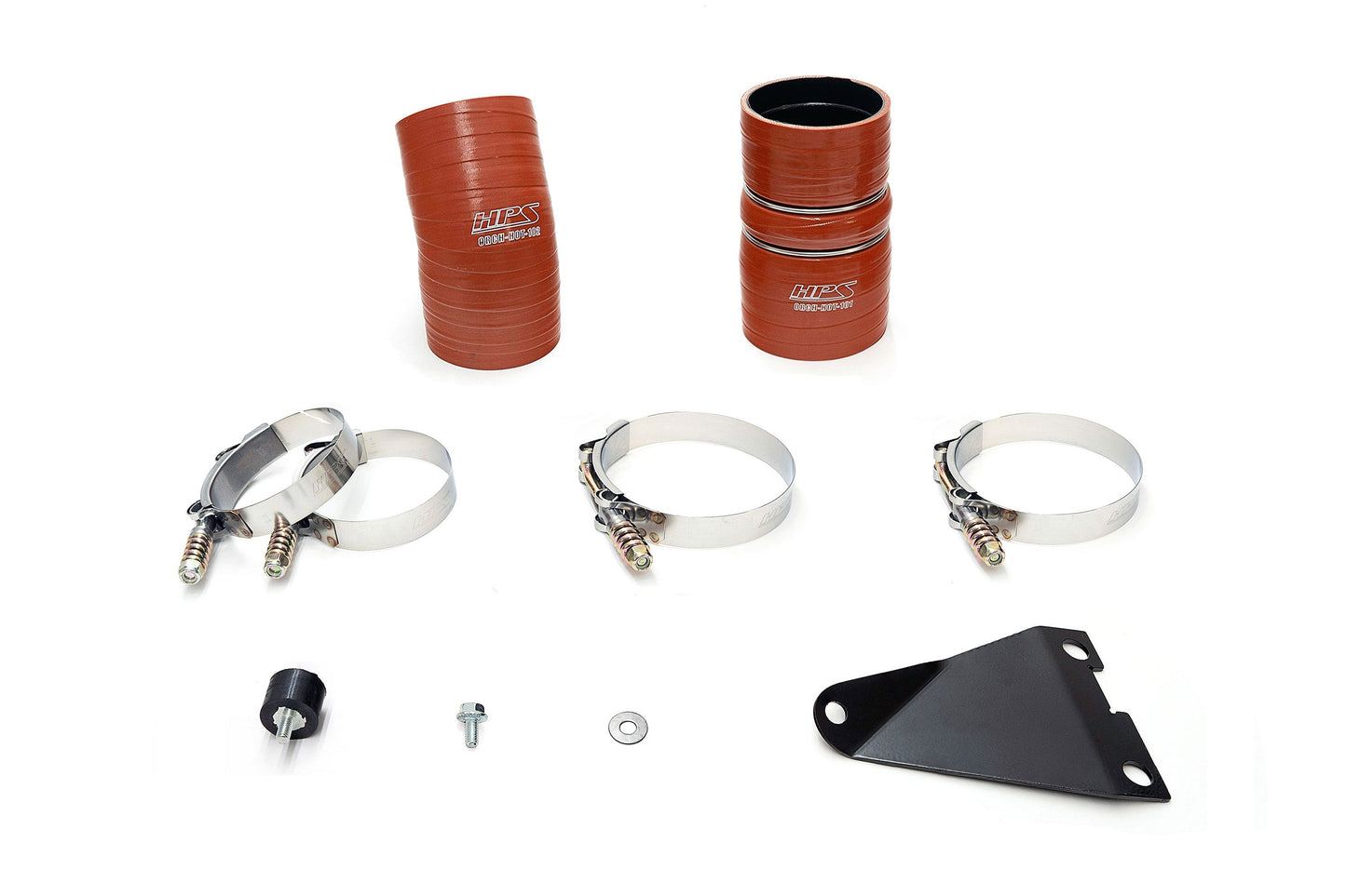 HPS Intercooler Charge Pipe (Hot Side) with Orange Boots, Black, 17-171WB