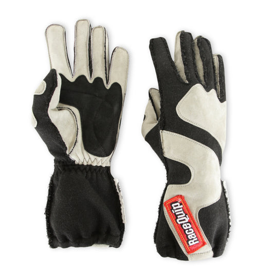 RaceQuip SFI-5 Gray/Black Large Outseam w/ Closure Glove