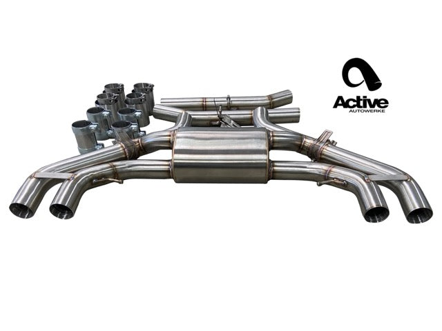 X3M and X4M Valved Rear Axle-back Exhaust - Exhaust w Tips - w stainless brushed tips