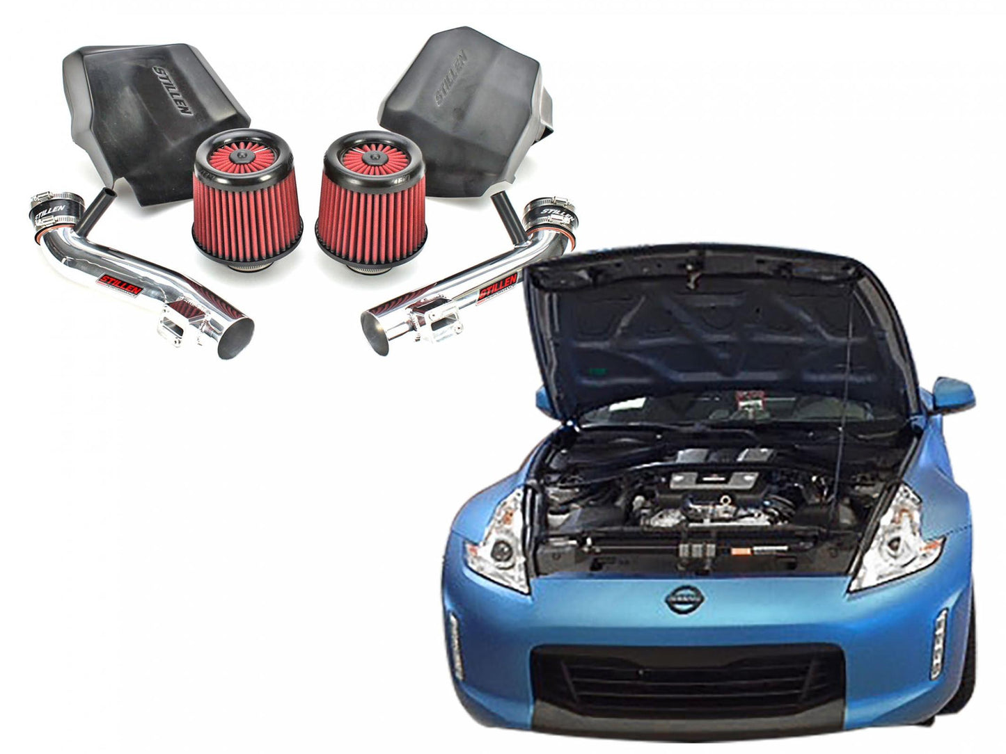 Stillen 370Z Dual Long Tube Air Intake Kit Gen 2 Z34 Dry Filter For 09-20 Nissan 370Z