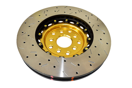 DBA 04-07 STi/2017 BRZ w/Perf. Pkg. 10 Hole Front Drilled/Slotted 5000 Series 2 Pc Rotor w/Gold Hat - Graveyard Performance
