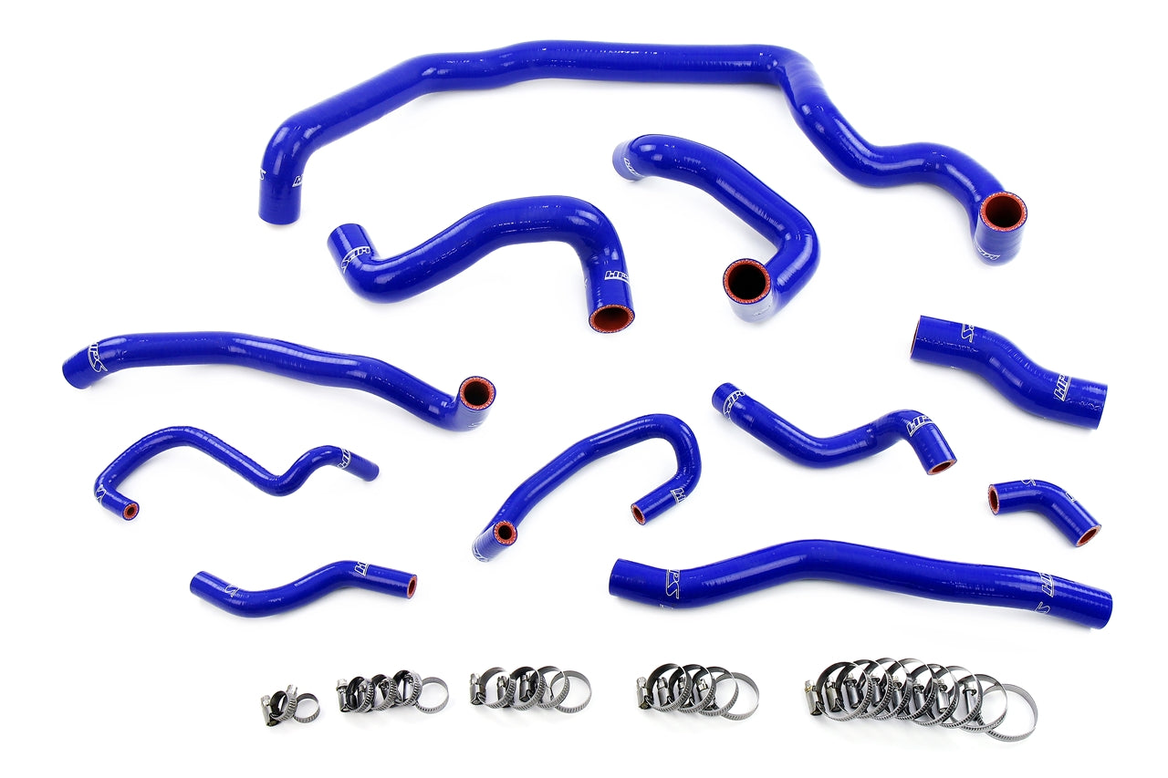 HPS Performance High Temp Reinforced Silicone Radiator Heater Water Pump and Expansion Tank Coolant Hose Kit Blue 57-1995-BLUE