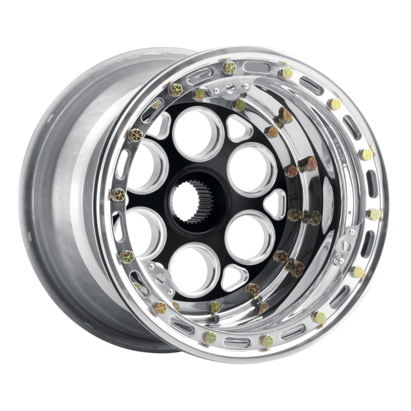 Weld Racing Magnum Sprint - 15x13 / 42-Spline / 3in Offset - Gold Center/Polished Shell-Non Beadlock - Graveyard Performance
