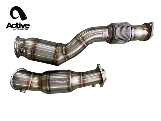 Active Autowerke BMW S58 G80 M3 G82 M4 G87 M2 Downpipes w Active A-Flow CAT - G8X S58 Catted Downpipes