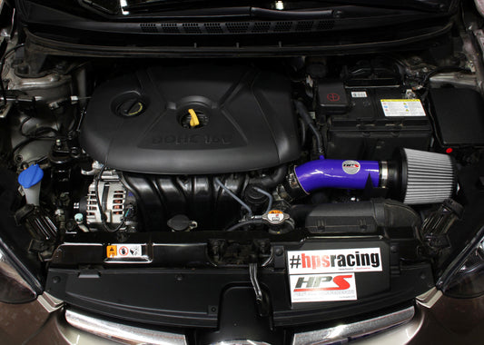 HPS Performance Air Intake Kit with Heat Shield, Blue, 827-538BL