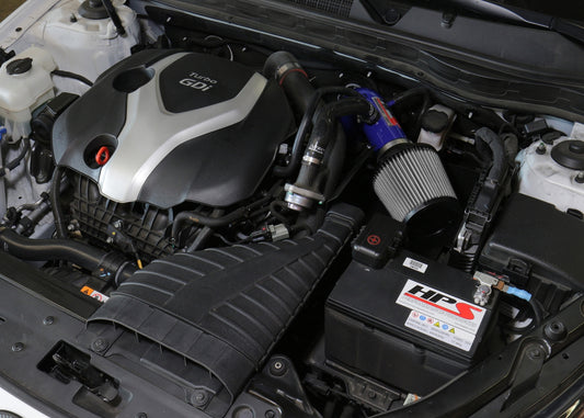 HPS Performance Air Intake Kit with Heat Shield, Blue, 827-587BL