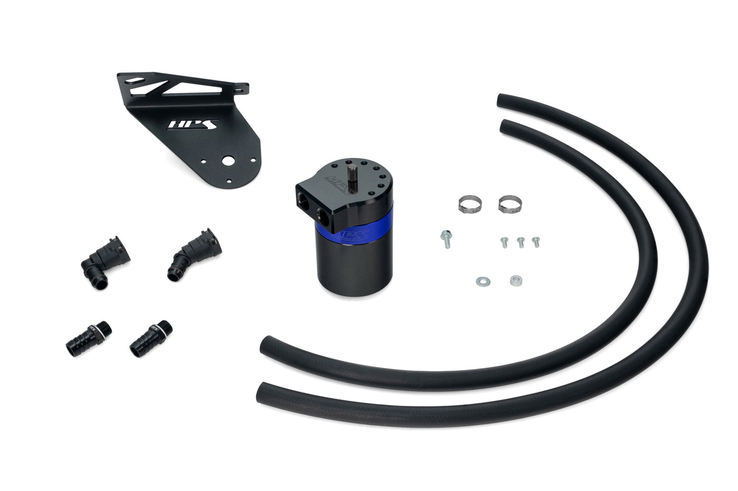 HPS Performance Billet Aluminum Oil Catch Can Kit, Blue, 860-028BL