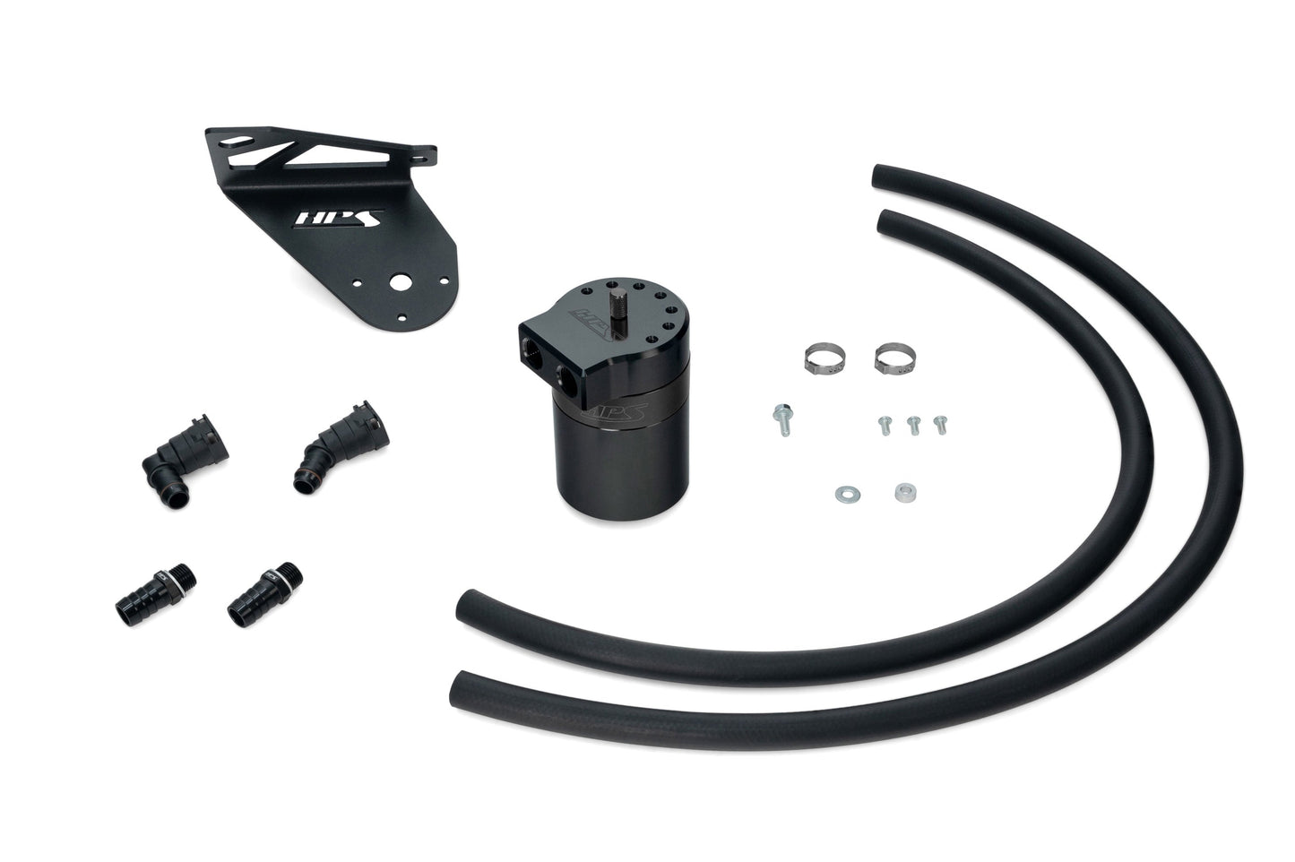HPS Performance Billet Aluminum Oil Catch Can Kit, Black, 860-028WB