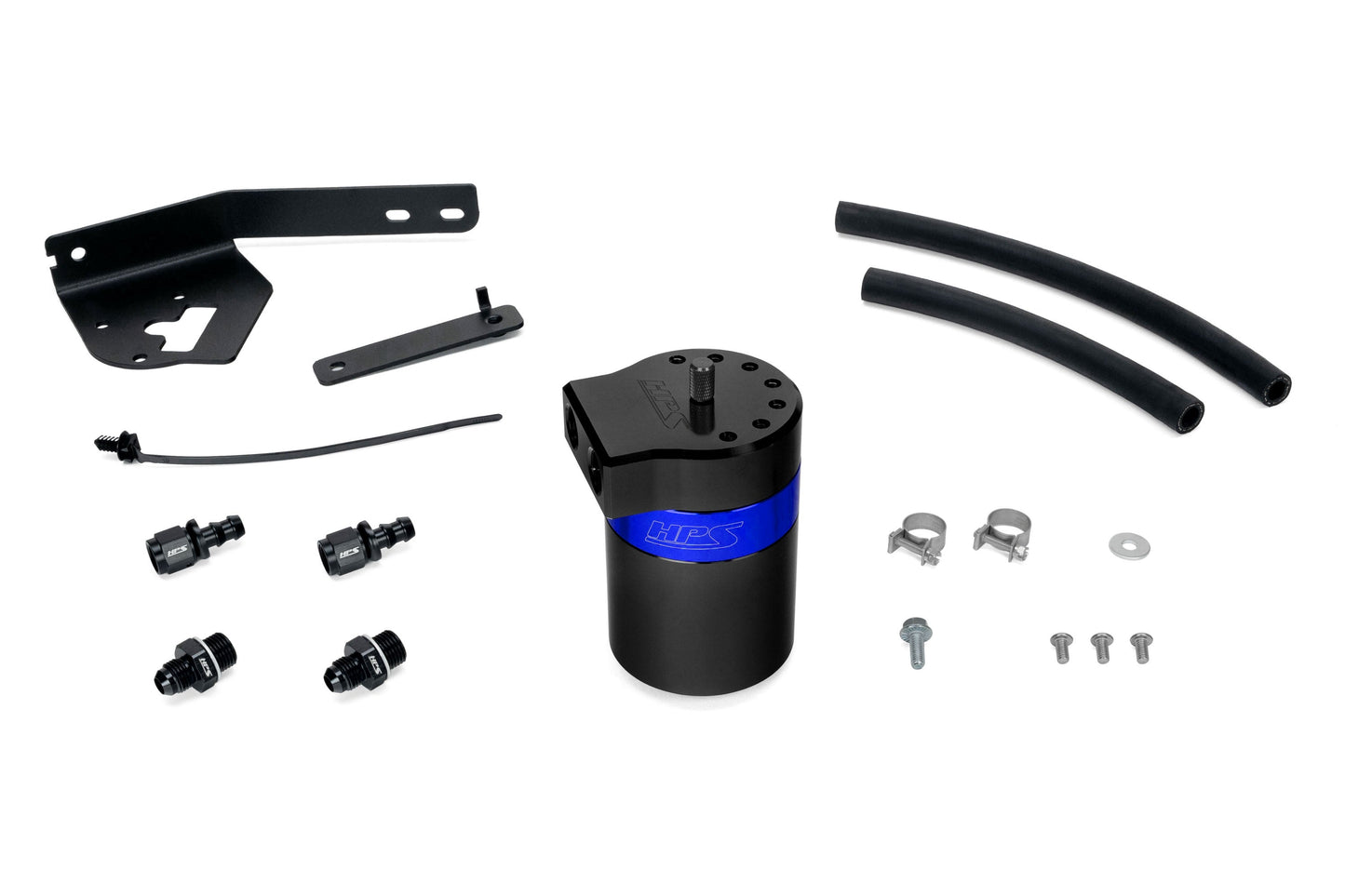 HPS Performance Billet Aluminum Oil Catch Can Kit, Blue, 860-031BL