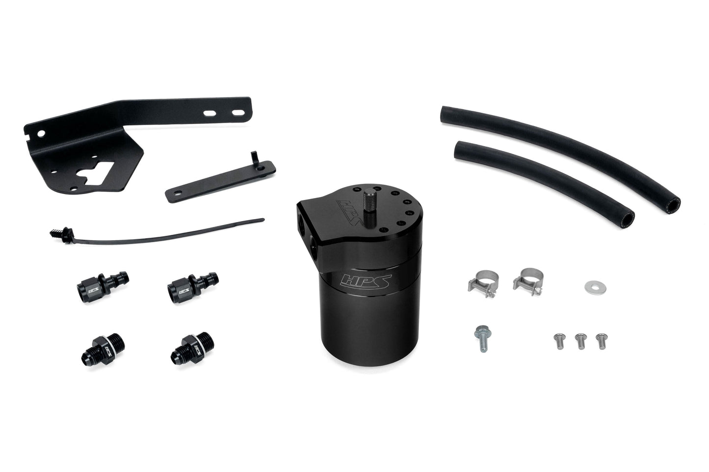 HPS Performance Billet Aluminum Oil Catch Can Kit, Black, 860-031WB