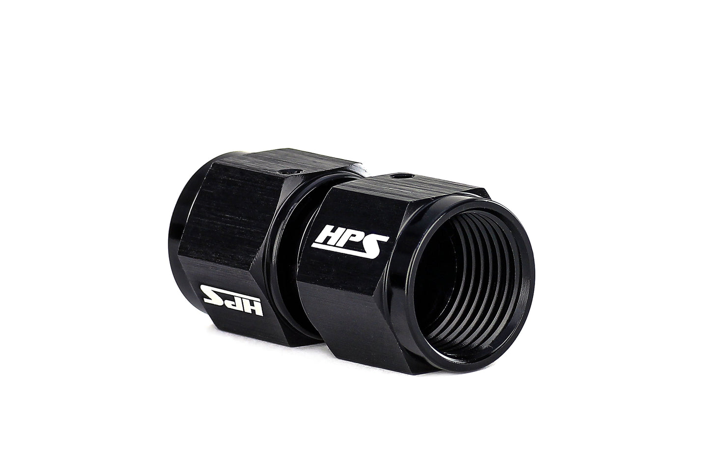 HPS Performance Straight -8 AN Female to Female Swivel Coupling Adapter, Aluminum, Black