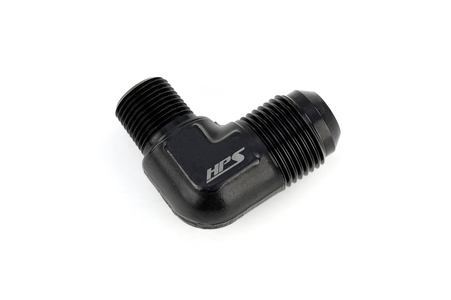 HPS Performance 90 Degree -10 AN Flare to 1/2" NPT Adapter, Aluminum, Black