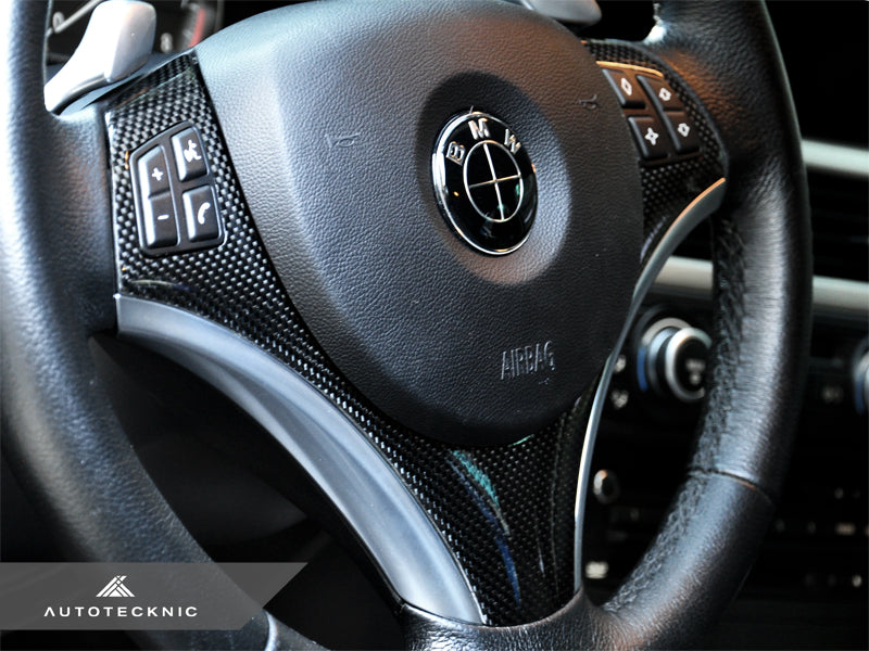 AutoTecknic Carbon Fiber Steering Wheel Trim - E90/ E92/ E93 3-Series/ E82 1-Series with Sport Package - Graveyard Performance