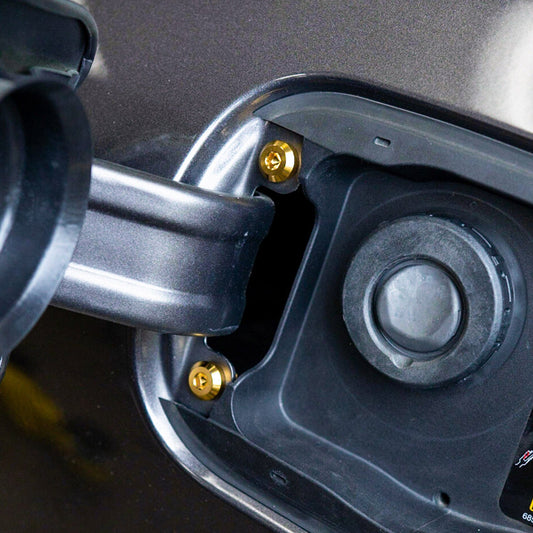 Titanium Hardware Fuel Door Kit - Dodge Charger (2015-2023) - Graveyard Performance