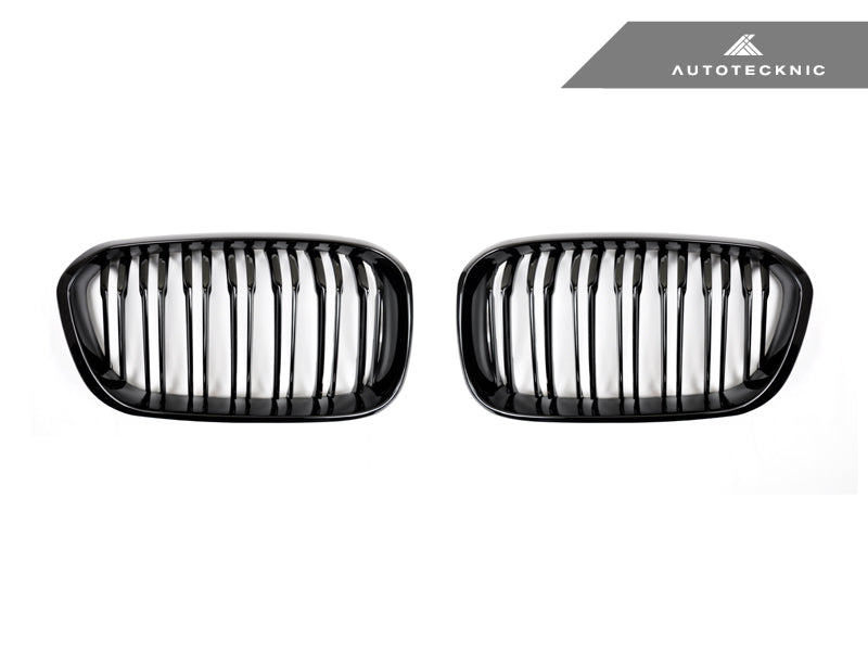AutoTecknic Dual-Slats Gloss Black Front Grille Set - F20 1-Series LCI (2015-Up) - Graveyard Performance