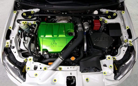 Titanium Hardware Engine Bay Kit - Mitsubishi Evo X - Graveyard Performance