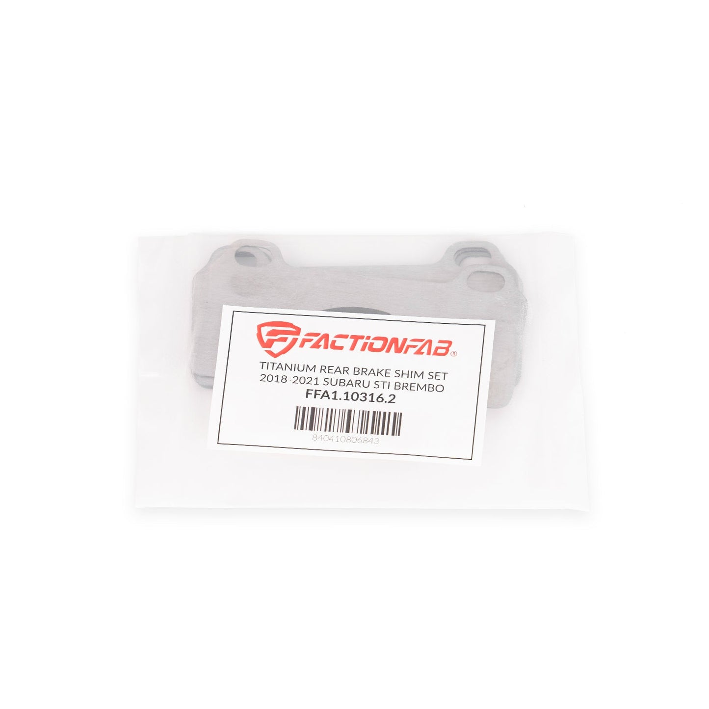 FactionFab Titanium Rear Brake Shim Set Subaru STI 2018-2021 Brembo - Graveyard Performance
