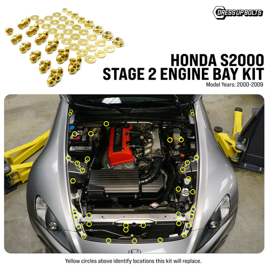 Stage 2 Titanium Hardware Engine Bay Kit - Honda S2000 (2000-2009) - Graveyard Performance