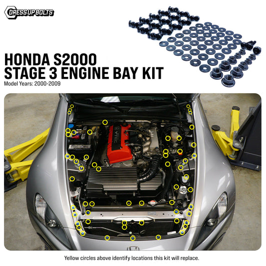 Stage 3 Titanium Hardware Engine Bay Kit - Honda S2000 (2000-2009) - Graveyard Performance