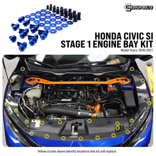 Stage 1 Titanium Hardware Engine Bay Kit - Honda Civic Si (2016-2021) - Graveyard Performance