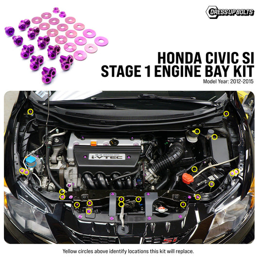 Stage 1 Titanium Hardware Engine Bay Kit - Honda Civic Si (2012-2015) - Graveyard Performance