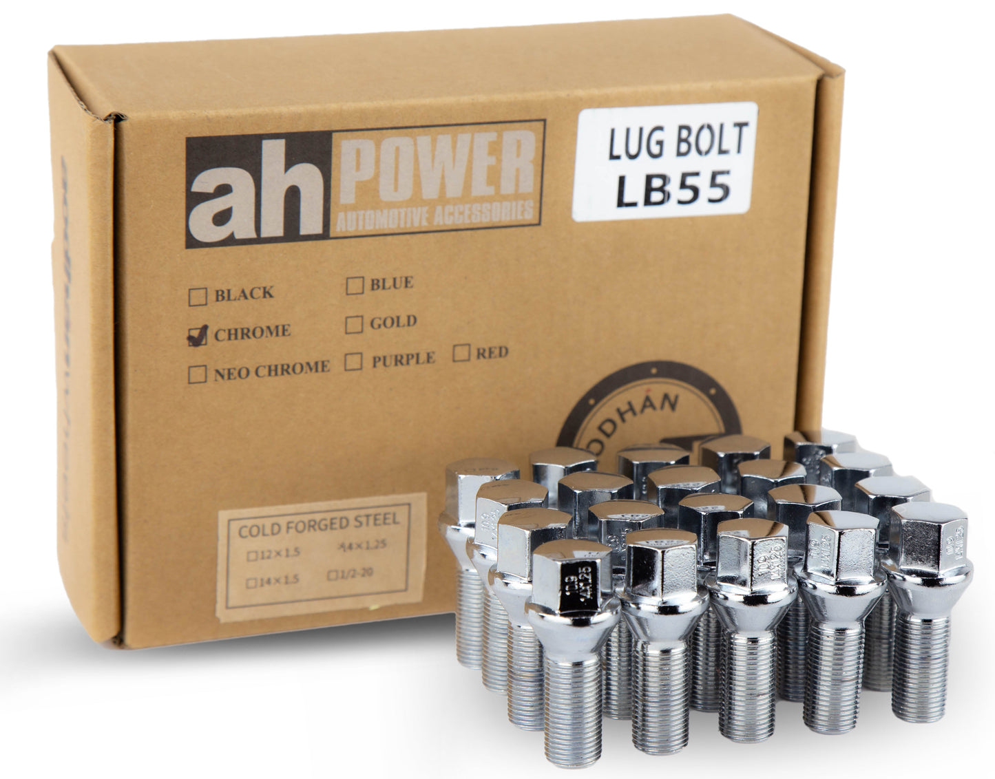 Aodhan Aodhan LB55 Lug Bolts Set - Conical Seat, 28mm Shank Length