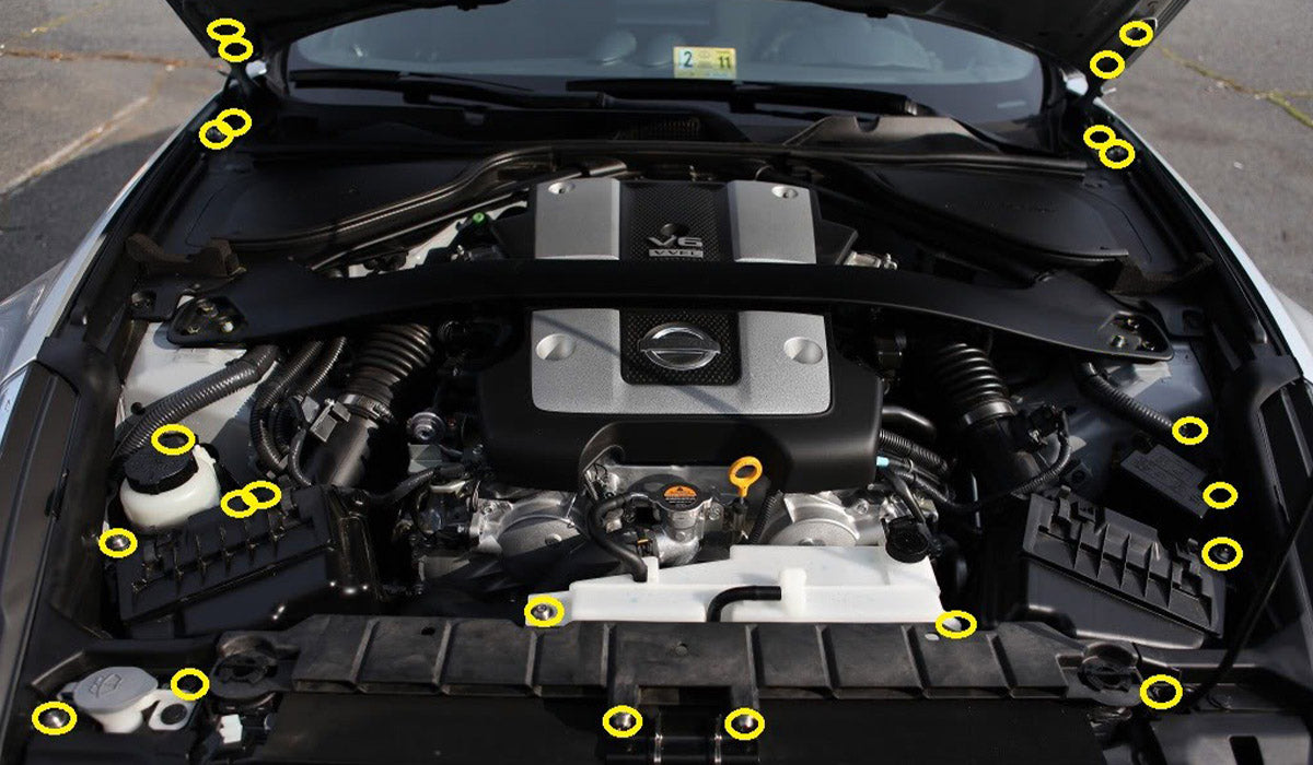Titanium Hardware Engine Bay Kit - Nissan 370Z (2009-2020) - Graveyard Performance