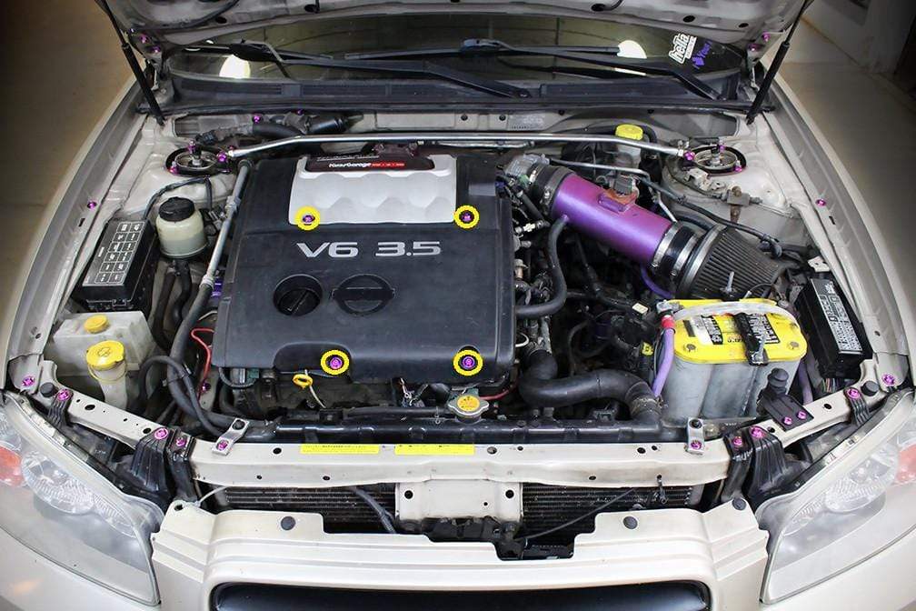 Titanium Hardware Engine Cover Kit - VQ35DE Maxima Engine - Graveyard Performance