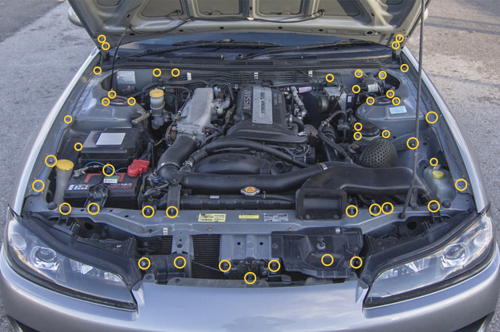 Stage 2 Titanium Hardware Engine Bay Kit - Nissan S15 (1999-2002) - Graveyard Performance