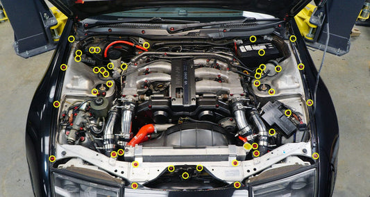 Stage 2 Titanium Hardware Engine Bay Kit - Nissan 300ZX (1990-1999) - Graveyard Performance