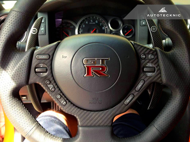 AutoTecknic Dry Carbon Fiber Steering Wheel Trim - Nissan R35 GTR