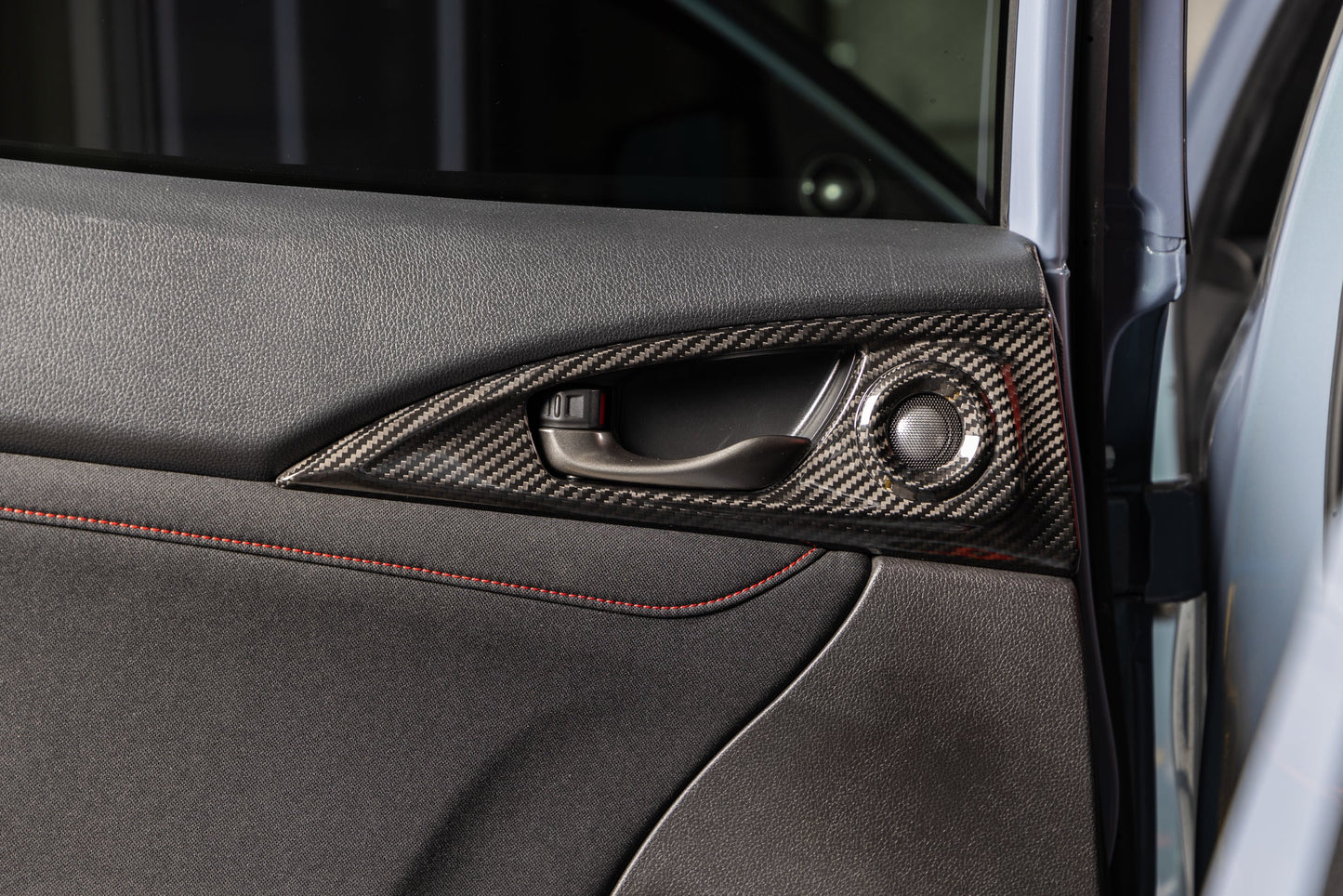 OLM LE Carbon Fiber Interior Door Handle Trim Covers (Full Set) - 2016 - 21 Honda Civic / 2017-21 Honda Civic Type R - Graveyard Performance