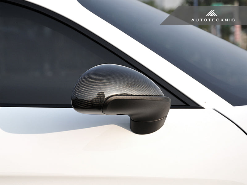 AutoTecknic Replacement Carbon Fiber Mirror Covers - Porsche 991 Carrera | 981 Cayman / Boxster - Graveyard Performance