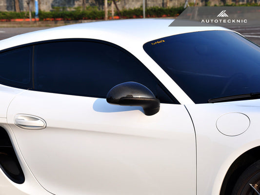 AutoTecknic Replacement Carbon Fiber Mirror Covers - Porsche 991 Carrera | 981 Cayman / Boxster - Graveyard Performance
