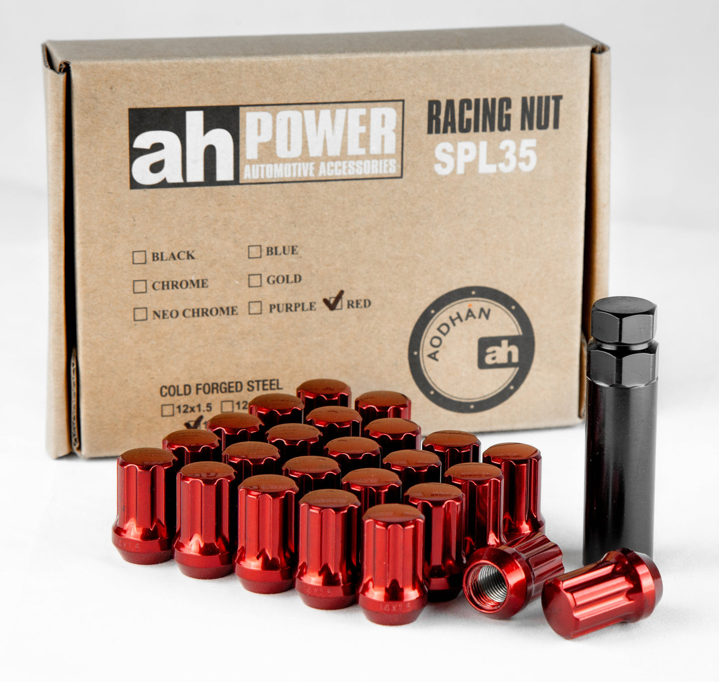 Aodhan Spline Lug nuts Set of 20 - Conical Seat ,35mm Overall Size