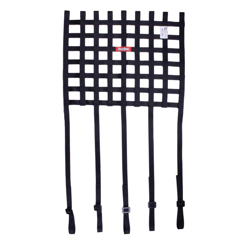 RaceQuip Ribbon Style Race Car Window Net w/1In Mounting Straps / SFI 27.1 Certified Blk 18 H X 18 W - Graveyard Performance