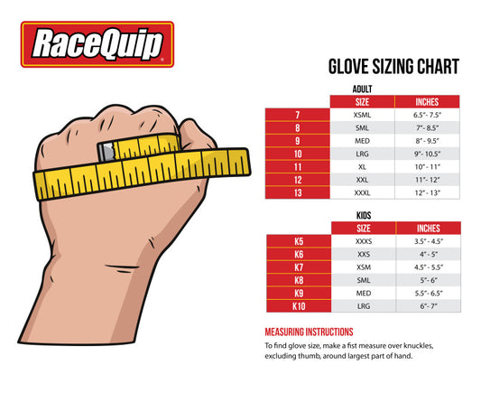 RaceQuip Black 2-Layer SFI-5 Glove Kid - XSM K7