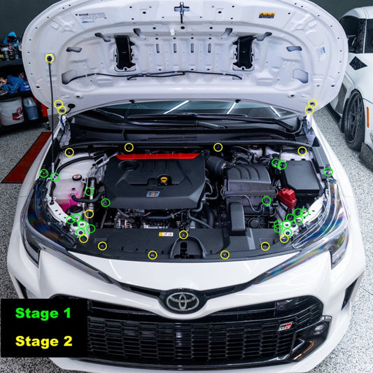 JDC Titanium Engine Bay Dress-Up Hardware Kit (23+ GR Corolla) - Graveyard Performance
