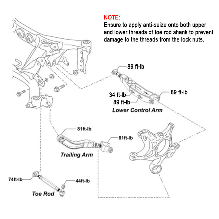 SMY Stealth Pillow Ball CNC Aluminum Adjustable Rear Control Arm / Toe Kit Subaru 2008-2021 WRX / STI - Graveyard Performance