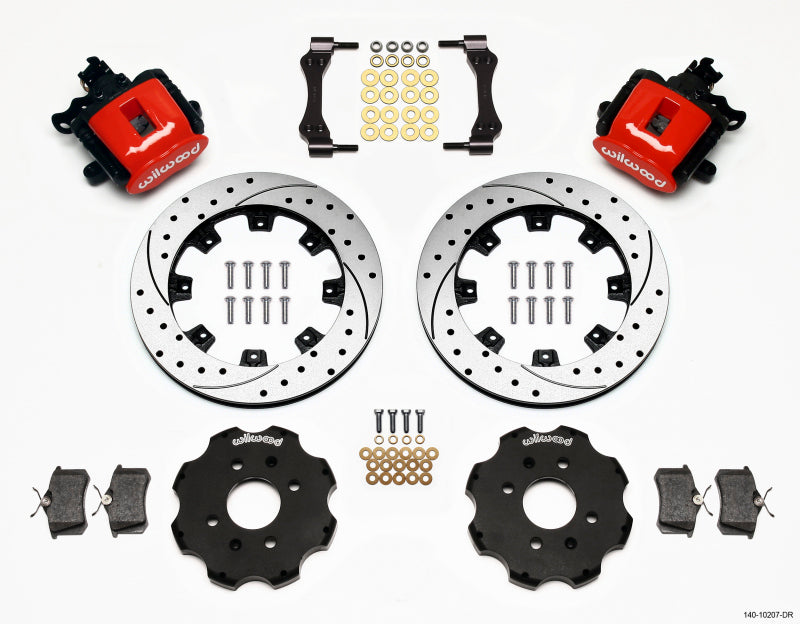 Wilwood Combination Parking Brake Rear Kit 12.19in Drilled Red Civic / Integra Disc 2.39 Hub Offset - Graveyard Performance