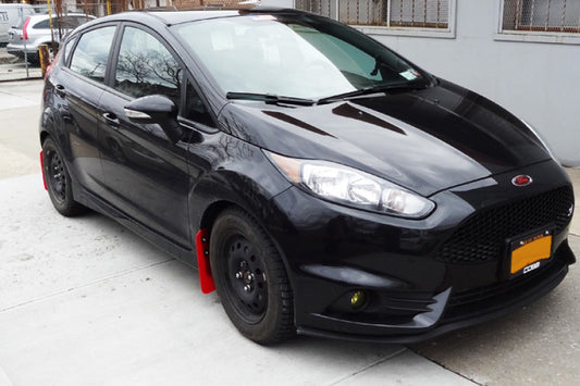 Rally Armor 13-19 Ford Fiesta ST Black UR Mud Flap w/White Logo - Graveyard Performance