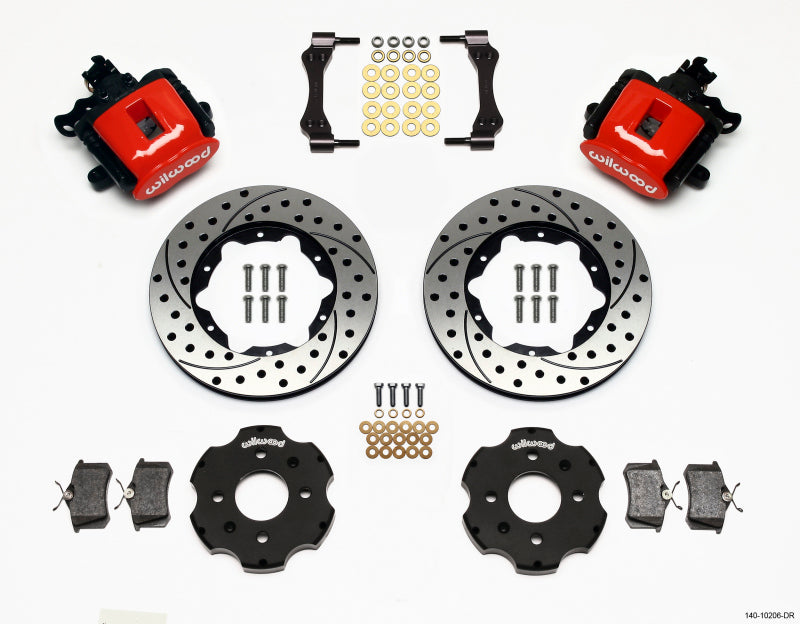 Wilwood Combination Parking Brake Rear Kit 11.00in Drilled Red Civic / Integra Disc 2.39 Hub Offset - Graveyard Performance