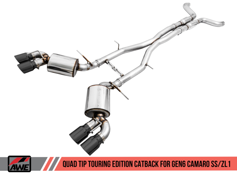 AWE Tuning 16-19 Chevy Camaro SS Res Cat-Back Exhaust -Touring Edition (Quad Diamond Black Tips) - Graveyard Performance