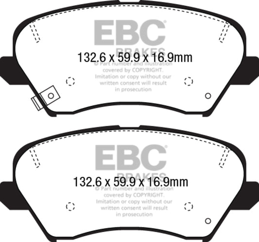 EBC 2017 Hyundai Elantra GT 2.0L Yellowstuff Front Brake Pads - Graveyard Performance