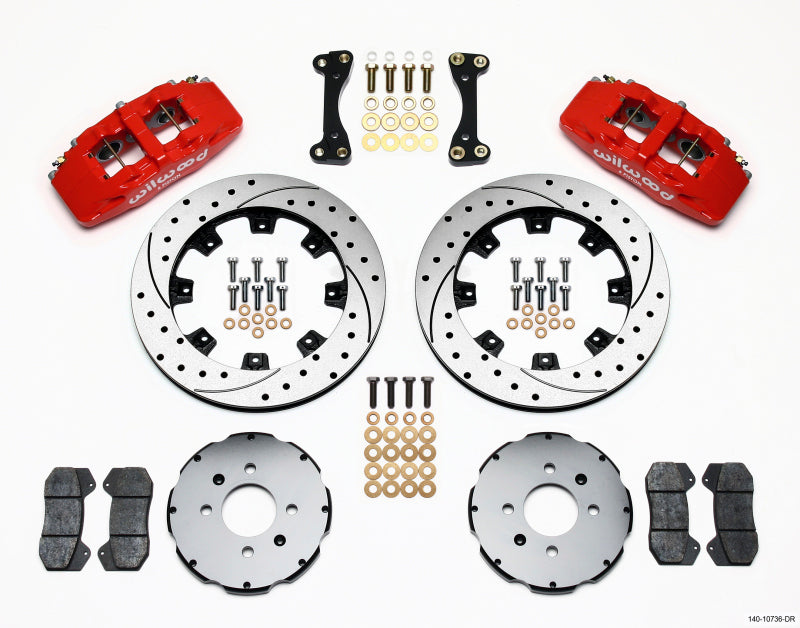 Wilwood Dynapro 6 Front Hat Kit 12.19in Drilled Red 90-99 Civic w/240 mm Disc - Graveyard Performance