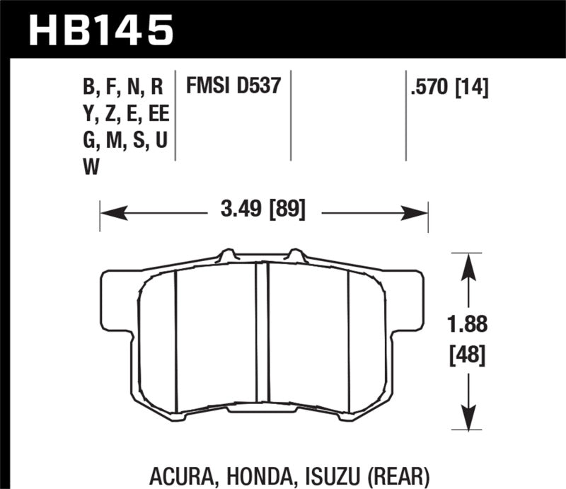 Hawk Acura / Honda HT-10 Race Rear Brake Pads - Graveyard Performance